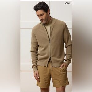 Ralph Lauren Camel Zip Front Wool and Cashmere Cardigan - L - new